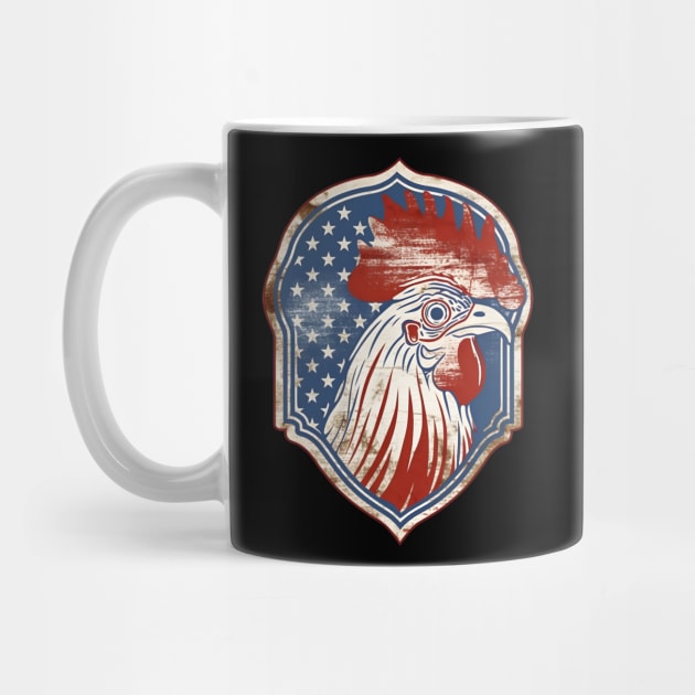 Gallic rooster head on a vintage American coat of arms by Clearmind Arts